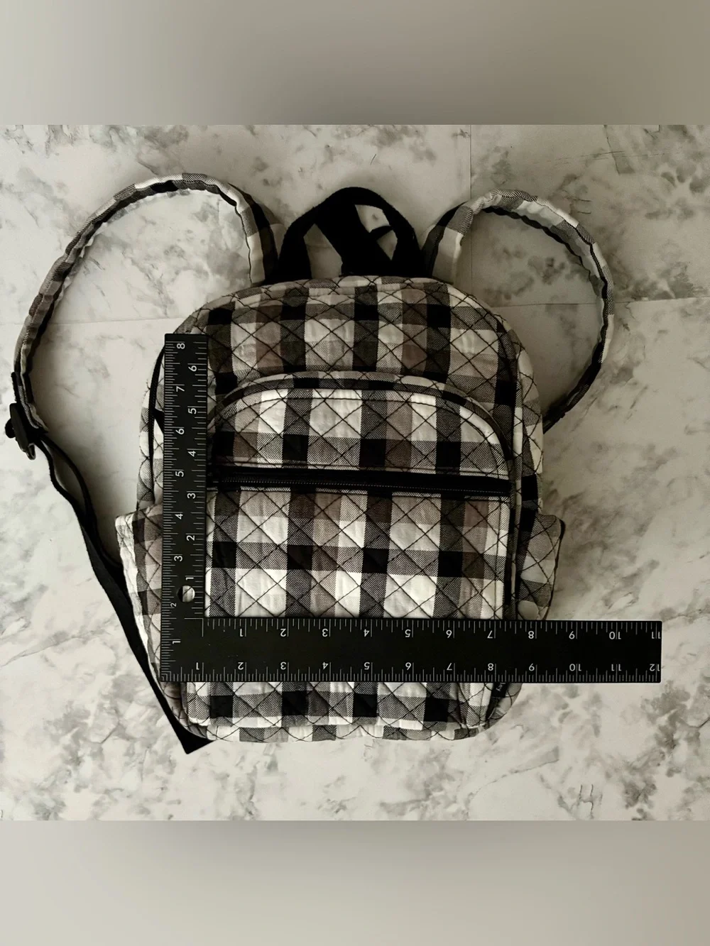 Vera Bradley Black and White Quilted Plaid Mini Backpack